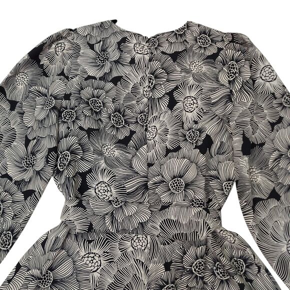 Express Romper Womens Large Black Beige Floral Long Sleeve Tie Front Bohemian - Picture 5 of 13